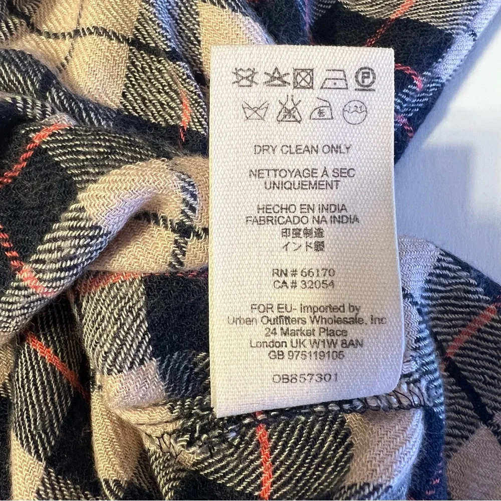 Free People Women’s Plaid Wool Blend Embroidered Long Sleeve Shirt Dress Sz S - Picture 9 of 13